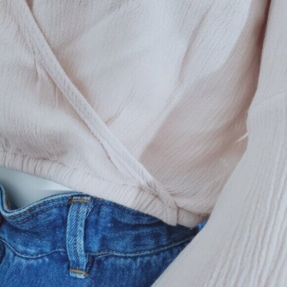 Soft Pink Bell Sleeve Cross Over Top - Picture 8 of 13